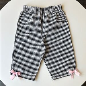 Rare Editions Black and White Gingham Pants with Pink Bows 2T